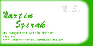 martin szirak business card