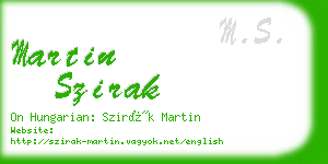 martin szirak business card